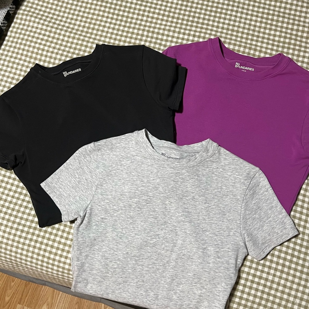 No Boundaries Black, Purple, and Gray Bodysuits